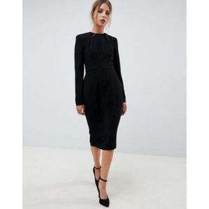 ASOS Structured Shoulder Pad Black Long Sleeve Dress